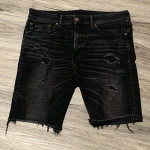 American Eagle | Mens Jean Shorts 34 AirFlex Black Ripped